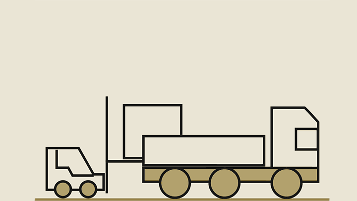 Illustrated truck and car