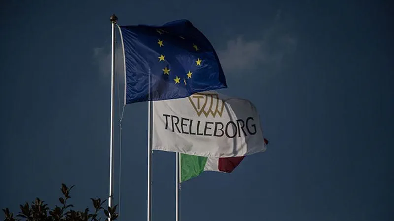 European flag, next to Trelleborg and Italian flags