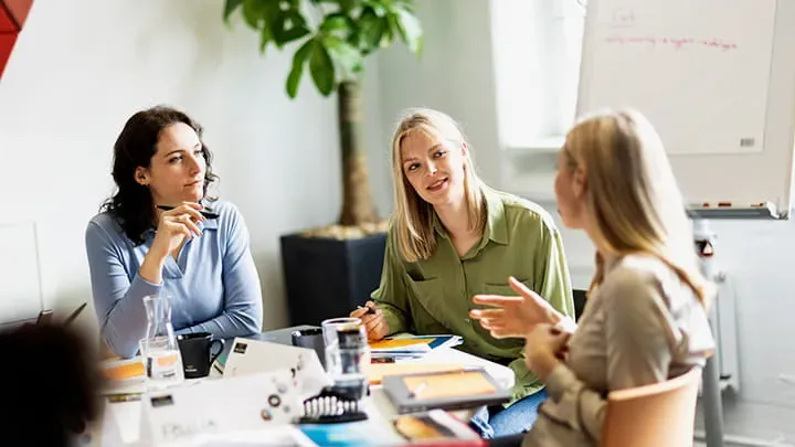 Three women during a workshop at Trelleborg Campus