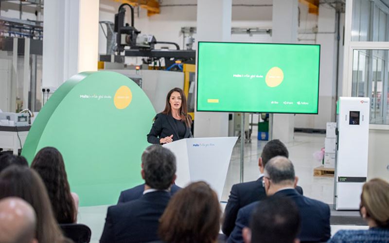 Minister for Energy, Enterprise and Sustainable Development, Miriam Dalli at a podium