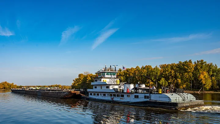 Barge Traveling Up the Mississippi River