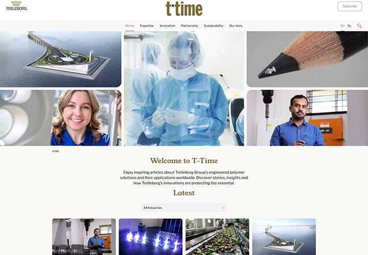 Screenshot of T-Time magazine website landing page