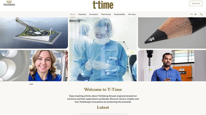 Screenshot of T-Time magazine website landing page
