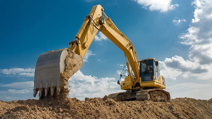 Excavator in action