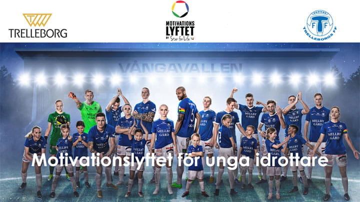 Children and young athletes posing for Motivation Boost by Star for Life Trelleborg initiative