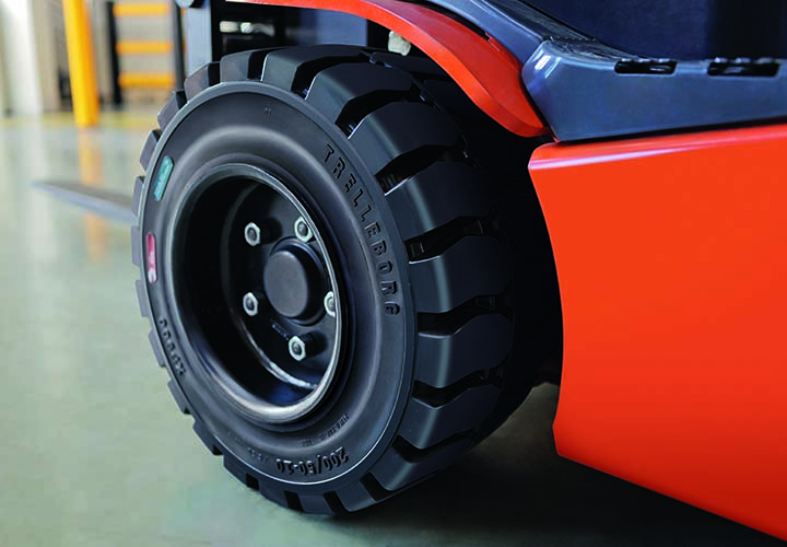 Trelleborg solid resilient tyres for forklifts