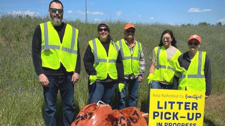 Litter Clean Up Trelleborg employees participating in Keep Rutherfordton County Beautiful