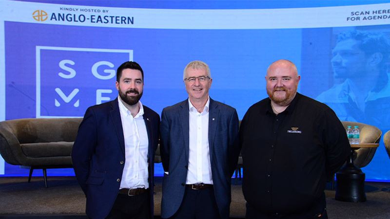 StephenGallagherSeniorTechnicalAdvisoratSGMFtheleavingchairRaymondGilletwithAndrewStafford