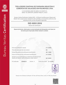 Trelleborg Santana de Parnaiba Certificate ISO 45001 2018 Pt cover