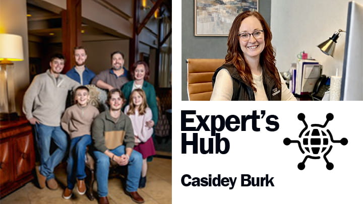 Expert’s Hub banner featuring Casidey Burk and her family