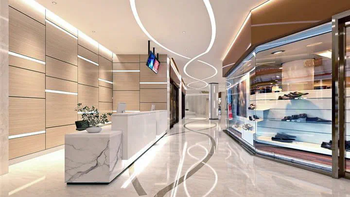 Elegant storefronts and entrance that combine modern design with functionality