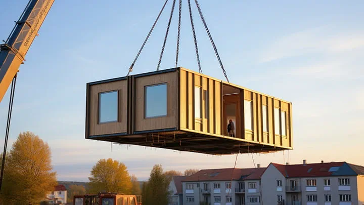 Construction element hanging on a crane