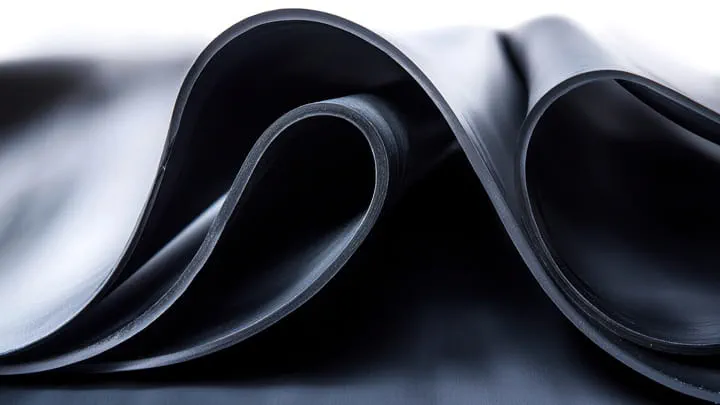 Láminas de caucho EPDM negro con pliegues suaves y curvos