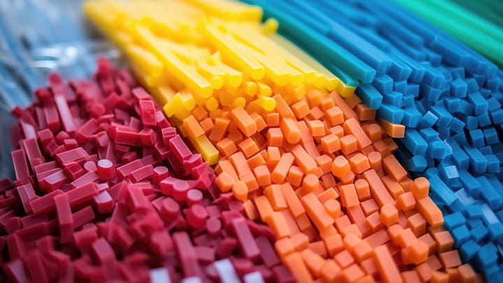 Colorful silicone extrusion profiles in red, yellow, orange, blue, and green