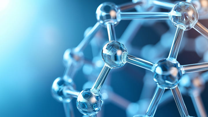 Illustration of interconnected molecules highlighting advanced material science and polymer engineering