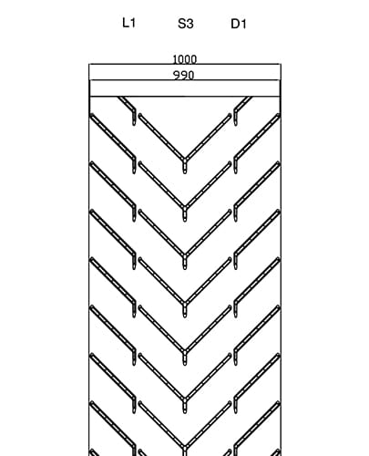 Technical drawing of a Carryolive AC 99 conveyor belt, showing side profile and dimensions
