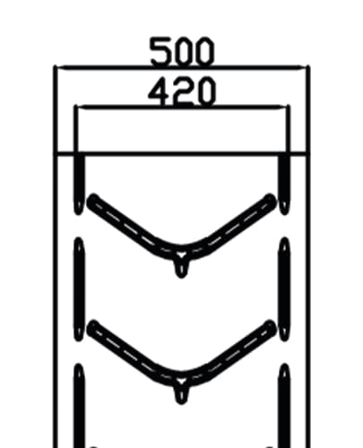Technical drawing of a Carryolive AHC 42 conveyor belt, showing side profile and dimensions