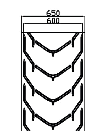 Technical drawing of a Carryolive AHC 60 conveyor belt, showing side profile and dimensions