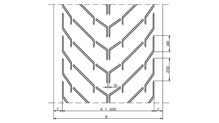 Technical drawing A101of conveyor belt Chevron Drawing