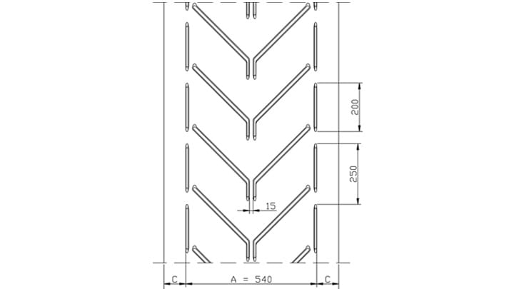 ConTechnical drawing A54 of conveyor belt Chevron Drawing