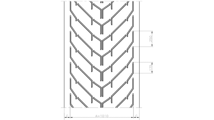 Technical drawing AF 101of conveyor belt Chevron Drawing