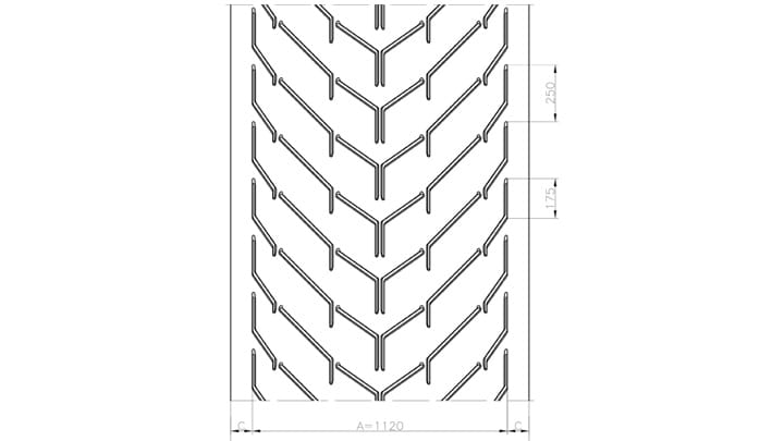Technical drawing AF 112 of conveyor belt Chevron Drawing