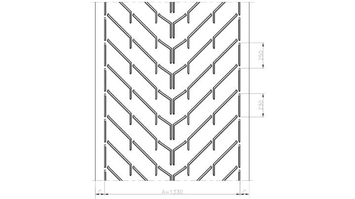 Technical drawing AF133 of conveyor belt Chevron Drawing