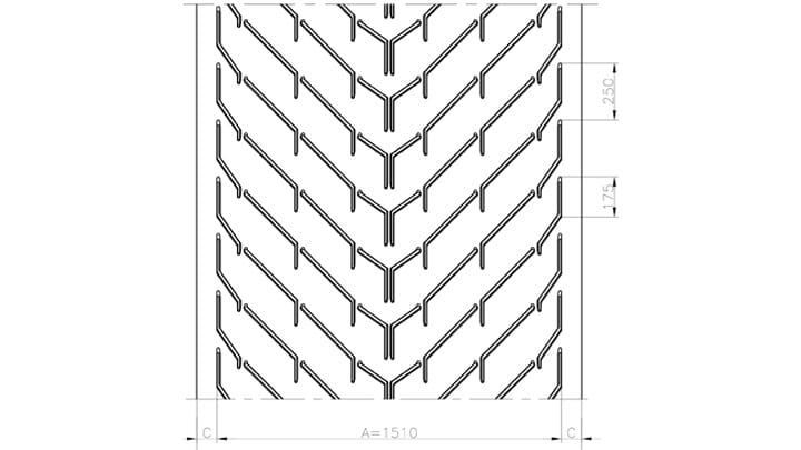 Technical drawing AF151 of conveyor belt Chevron Drawing