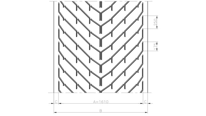 Technical drawing AF161 of conveyor belt Chevron Drawing