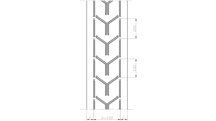 Technical drawing AF33 of conveyor belt Chevron Drawing