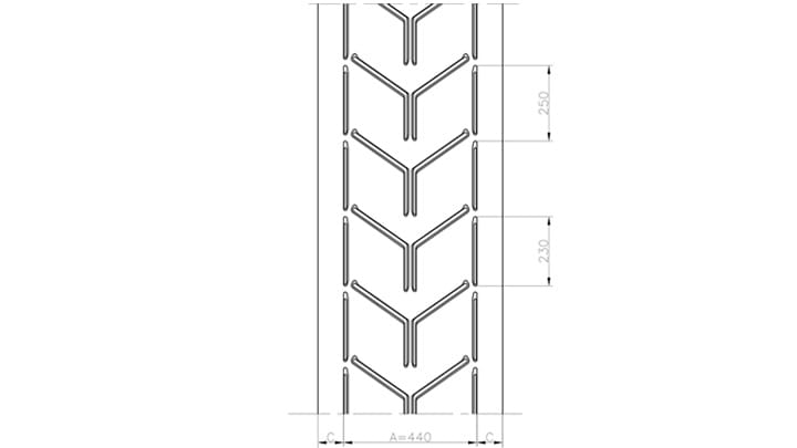 Technical drawing AF44 of conveyor belt Chevron Drawing