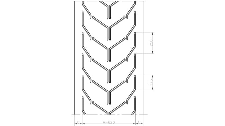 Technical drawing AF62 of conveyor belt Chevron Drawing