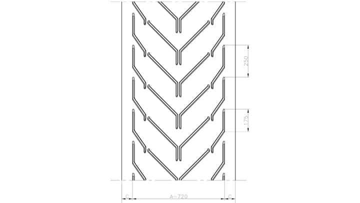 Technical drawing AF72 of conveyor belt Chevron Drawing