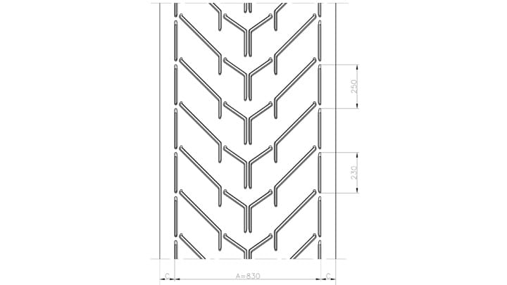 Technical drawing AF83 of conveyor belt Chevron Drawing