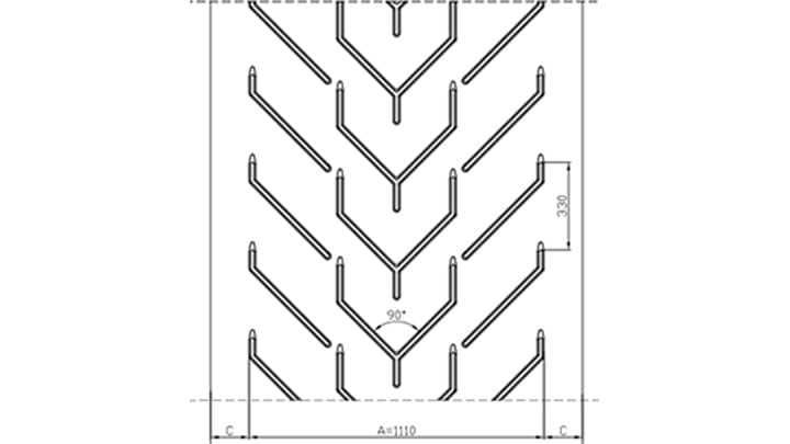 Technical drawing F111of conveyor belt Chevron Drawing