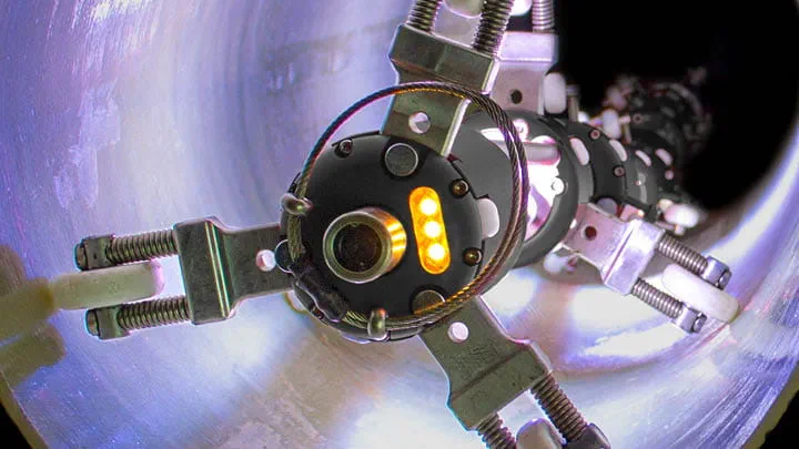 UV-Lichtkette härtet die Auskleidung in einem sanierten Rohr aus