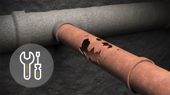 Broken pipe with icon