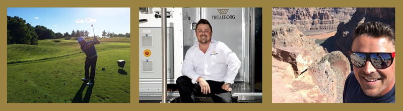 Eine Collage mit drei Fotos von Evan Stark