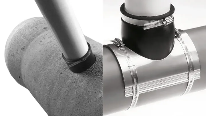 Installation of Kor-N-Tee® in concrete pipe & Kor-N-Tee Saddle® in a smooth wall pipe