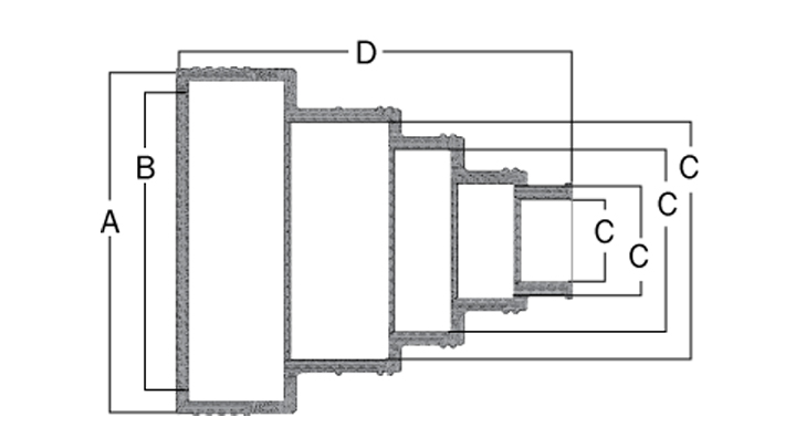 Section view drawing of Multi-connector