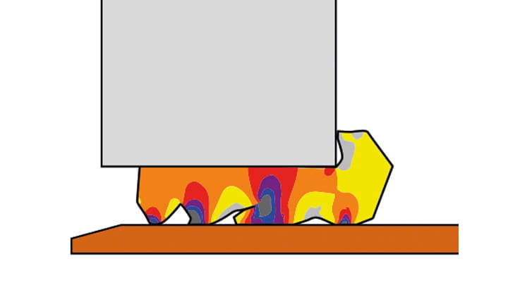 Trelleborg 910 Triple Lip - FEA section view of full installation