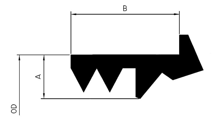 Section view drawing of Trelleborg 910 Triple Lip