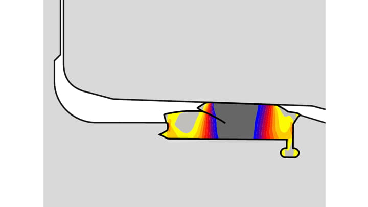 Trelleborg 103 Integrated Glipp FEA section view of full installation