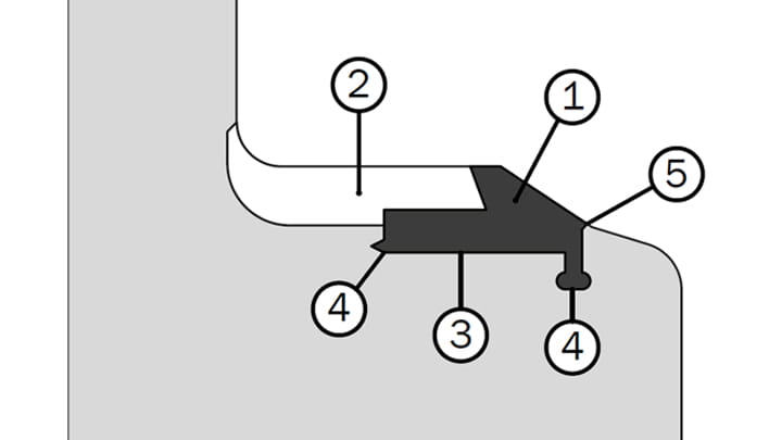 Section view of Trelleborg 103 Integrated Glipp with numbered balloon leaders