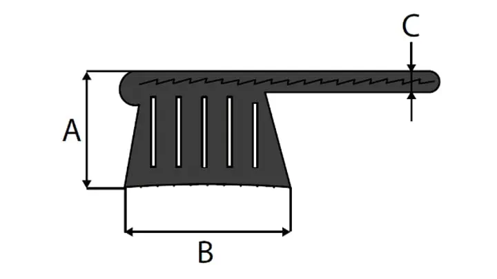 Section view drawing of Trelleborg 140 Lamell