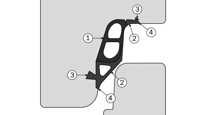 Section view of Trelleborg 160 with numbered balloon leaders