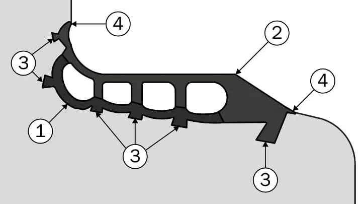 Section view of Trelleborg 165 with numbered balloon leaders