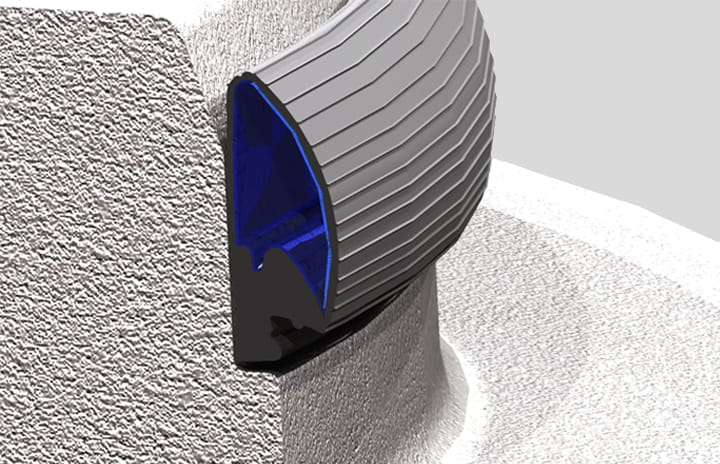 3D section view of Trelleborg 170 joint on a manhole