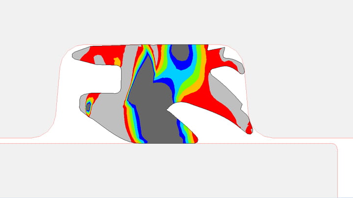 Trelleborg Din-Lock FEA section view of full installation
