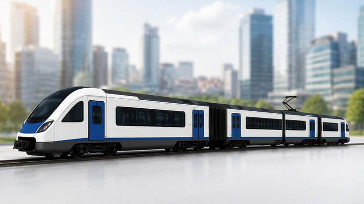 Train illustration with hotspot areas showing silicone sealing solutions for rail applications